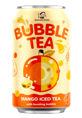 Bubble Tea Mangosmak mango iced tea with bursting bubble