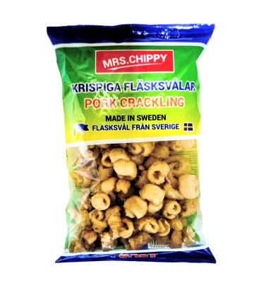 Zoom bild av Krispiga-fläsksvålar-salt-100g-mrs-chippy