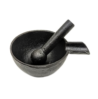 Zoom bild av Mortel-gjutjärn-svart-med-hällpip