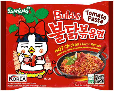 Samyang Hot Chicken Ramen Tomato Pasta koreanska nudlar korean noodles
